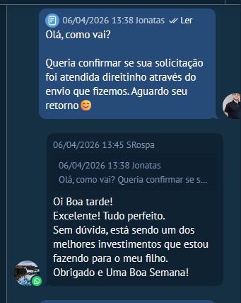 Depoimento de Rosa, assinante, enviado por mensagem
